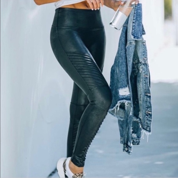 Spanx Faux Leather Moto Leggings size S